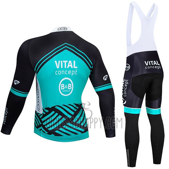 Vital Concept Cycling Jersey Bib Tight 2019 Men Long Sleeve Blue White Black